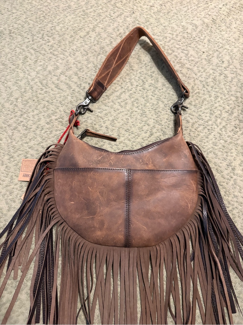 STS Ranchwear western Black & White Cowhide Fringe leather Shoulder Bag NWT - Picture 9 of 11